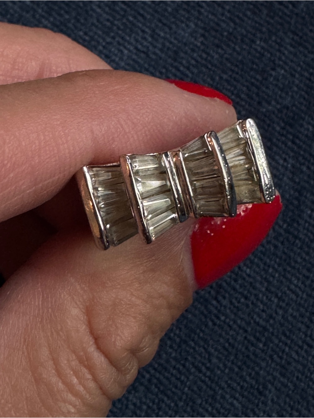 GORGEOUS Sterling Silver 925 Fancy Baguette CZ Band Ring Size 8 - Picture 3 of 6